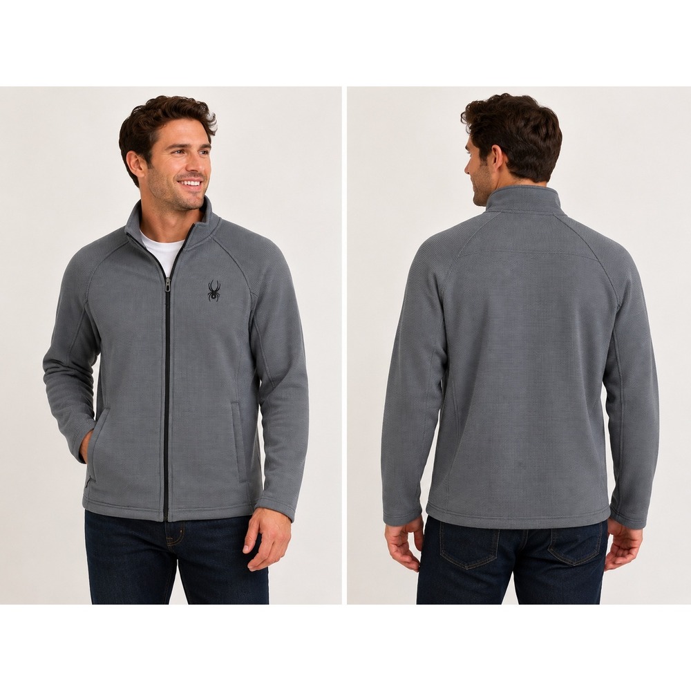 Spyder Mens Stellar Jacket Polar Black Knit Sherpa Fleece Zip